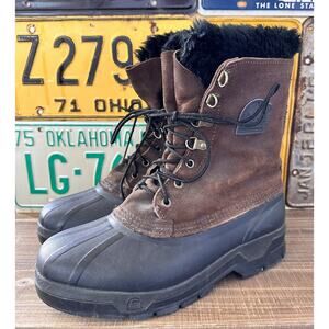 Sorel Hiking Work Boots Brown Leather Duck Lined Waterproof Canada Sz 8 Men's